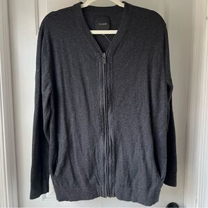 01.Algo Zip Up Sweater Large Gray Cotton Cashmere Long Sleeves Casual